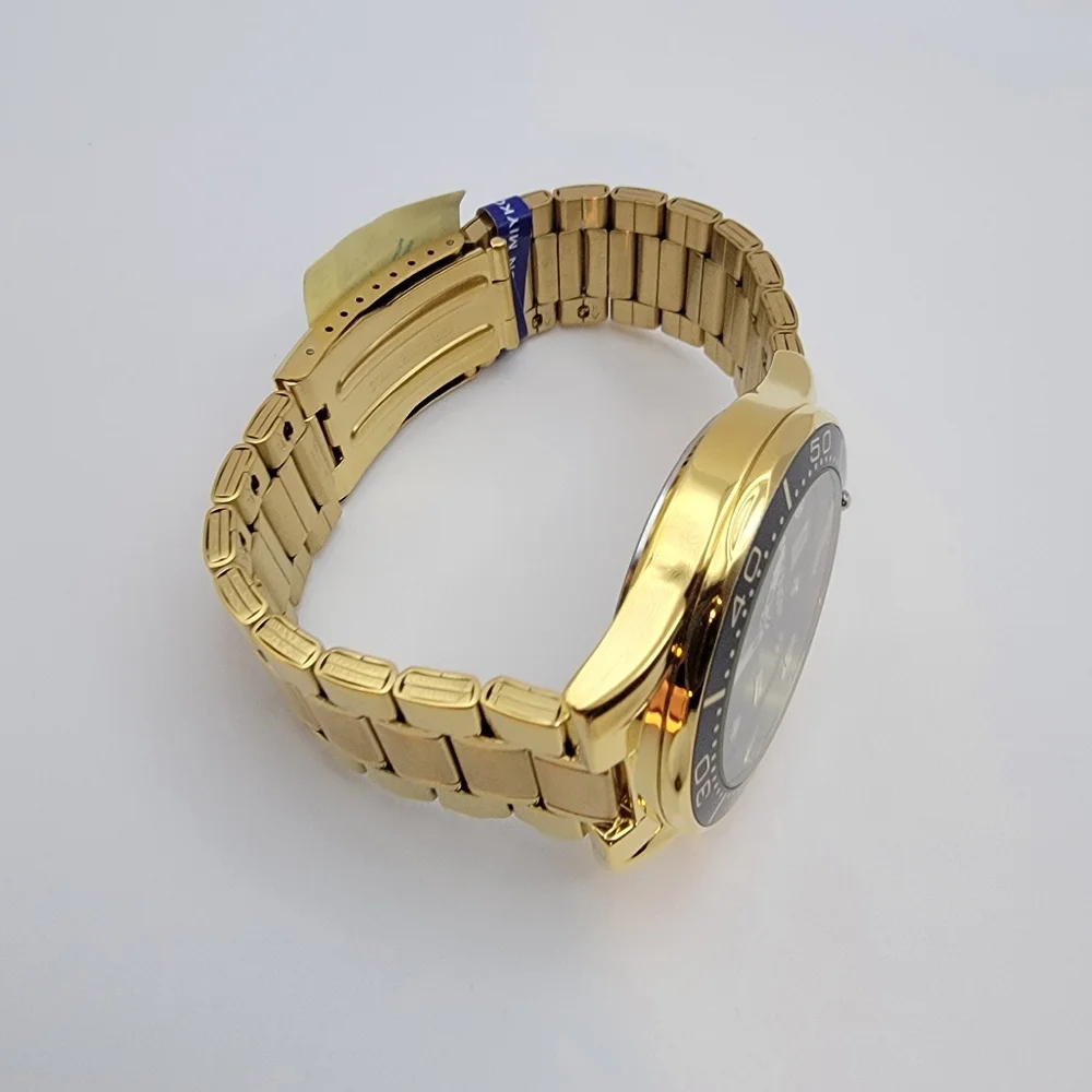 Miykon Gold Tone Green Dial Dive 44mm Watch 30M Water Resistant Seiko Movement